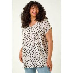 Roman Curve Spot Print Cocoon Stretch Top 16 female
