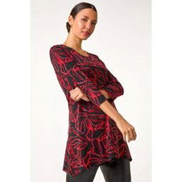 Roman Leaf Print Stretch Tunic Top 12 female