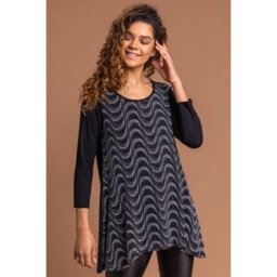 Roman Glitter Print Hanky Hem Tunic Top 14 female