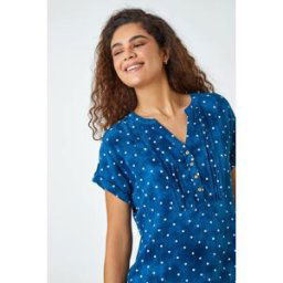 Roman Embroidered Polka Dot Print Top 10 female