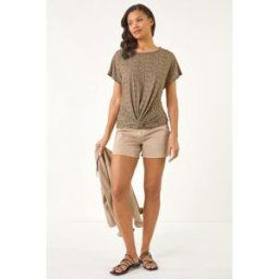 Roman Animal Print Knot Front Stretch Top 10 female