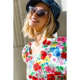 Dusk Floral Puff Sleeve Cotton Top 12 female