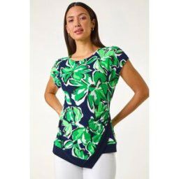 Roman Floral Print Asymmetric Hem Top 16 female