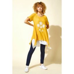 Roman Dandelion Floral Hanky Hem Tunic Top 10 female