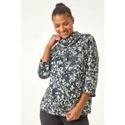 Roman Floral Printed Roll Neck Top 14 female
