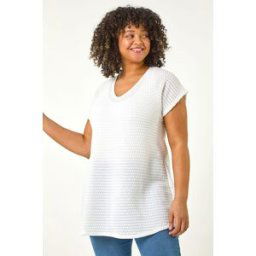 Roman Curve Crochet V-Neck Stretch Top 20 female
