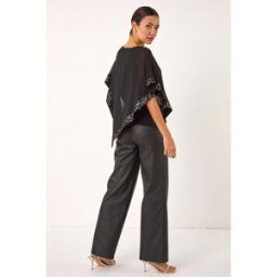 Roman Sequin Hem Overlay Stretch Top 10 female