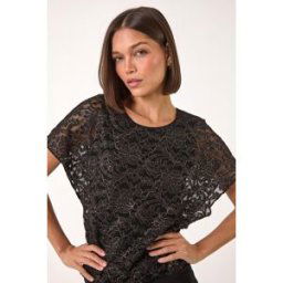 Roman Metallic Lace Bubble Hem Top 18 female