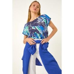Roman Abstract Print Stretch Top 10 female