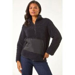 Roman Funnel Neck Half Zip Fleece Jacket 14 female