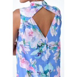 Roman Floral Print High Neck Sleeveless Top 10 female