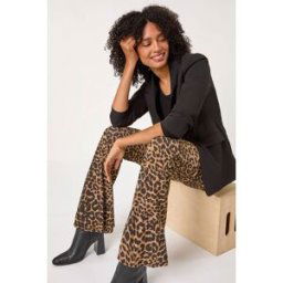Roman Animal Print Flare Stretch Trouser 20 female