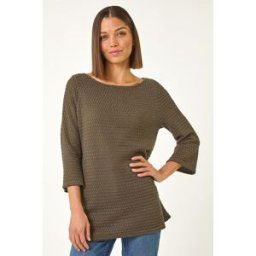 Roman Crochet Knit Tunic Stretch Top 12 female