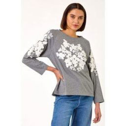 Roman Floral Applique Detail Stretch Top 16 female