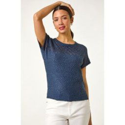 Roman Crochet Mixed Knit Top 14 female
