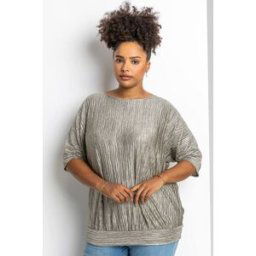 Roman Curve Shimmer Pleated Blouson Top 30-32 female