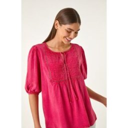 Roman Pleat Detail Tie Neck Top 10 female