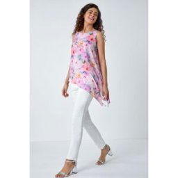 Roman Floral Asymmetric Top 10 female