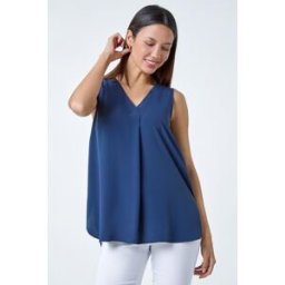 Roman V-Neck Sleeveless Pleat Chiffon Vest Top 12 female