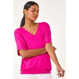 Roman V-Neck Grown On Sleeve Stretch Top 10 female