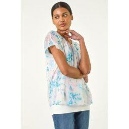 Roman Floral Print Bubble Hem Top 14 female