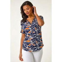 Roman Textured Print Zip Detail Top 20 female