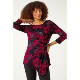 Roman Floral Print Asymmetric Top 16 female