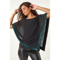 Roman Sequin Hem Overlay Stretch Top 18 female