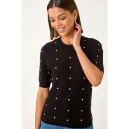 Roman Faux Pearl Embellished Knit Top 10 female