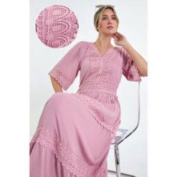 Dusk Tiered Lace Detail Maxi Dress 8 female