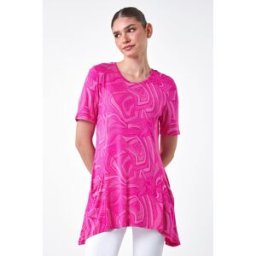 Roman Abstract Spot Pocket Stretch Tunic Top 12 female