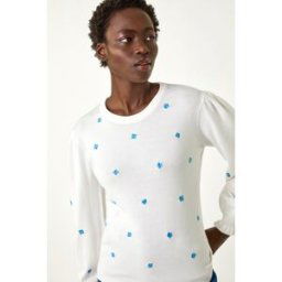 Roman Floral Embroidery Knit Top 16 female
