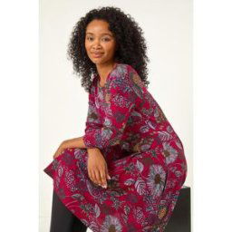 Roman Petite Floral Print A-Line Stretch Dress 14 female