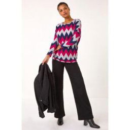 Roman Zig Zag Stripe Print Top 14 female