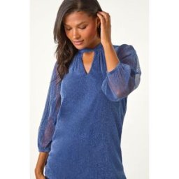 Roman Twist Neck Glitter Mesh Top 12 female