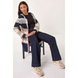 Roman Nordic Stitch Pattern Knit Cardigan 18 female