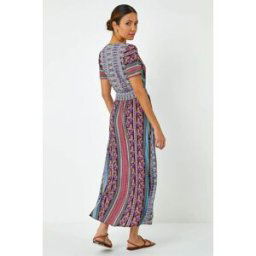 Roman Floral Print Fit and Flare Maxi Dress 12 female