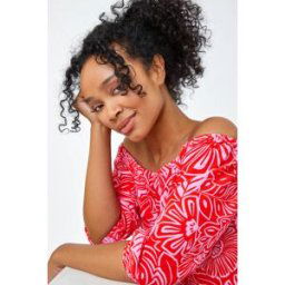 Roman Petite Floral Print Bardot Top 8 female