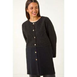 Roman Collarless Contrast Button Knit Jacket 10 female