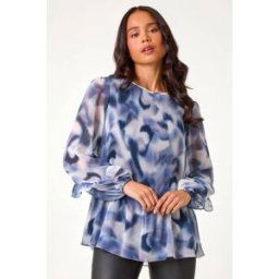 Roman Petite Abstract Pleated Frill Top 8 female