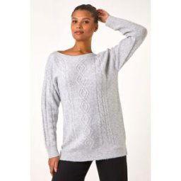 Roman Sequin Cable Knit Jumper 18 female