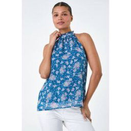 Lilly and Hope Floral Print Halter Neck Frill Top 16 female