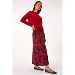 Roman Rose Print A-Line Midi Skirt 12 female