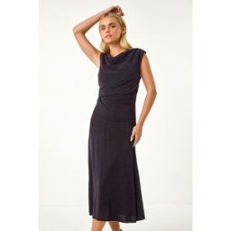 Roman Petite Sparkle Stretch Drape Dress 8 female