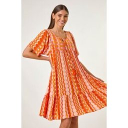 Roman Abstract Smocked Dress S female
