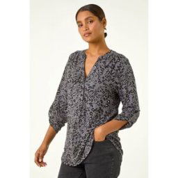 Roman Animal Print Stretch Blouse 18 female
