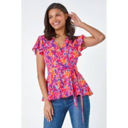Lilly and Hope Floral Print V-Neck Frill Detail Top 18 female