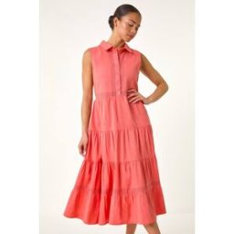Roman Petite Stitch Tiered Pocket Midi Dress 18 female