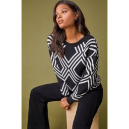 Lilly and Hope Diamond Print Knitted Jumper 16 female
