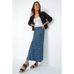 Roman Ditsy Floral Elastic Waist A Line Midi Skirt 20 female